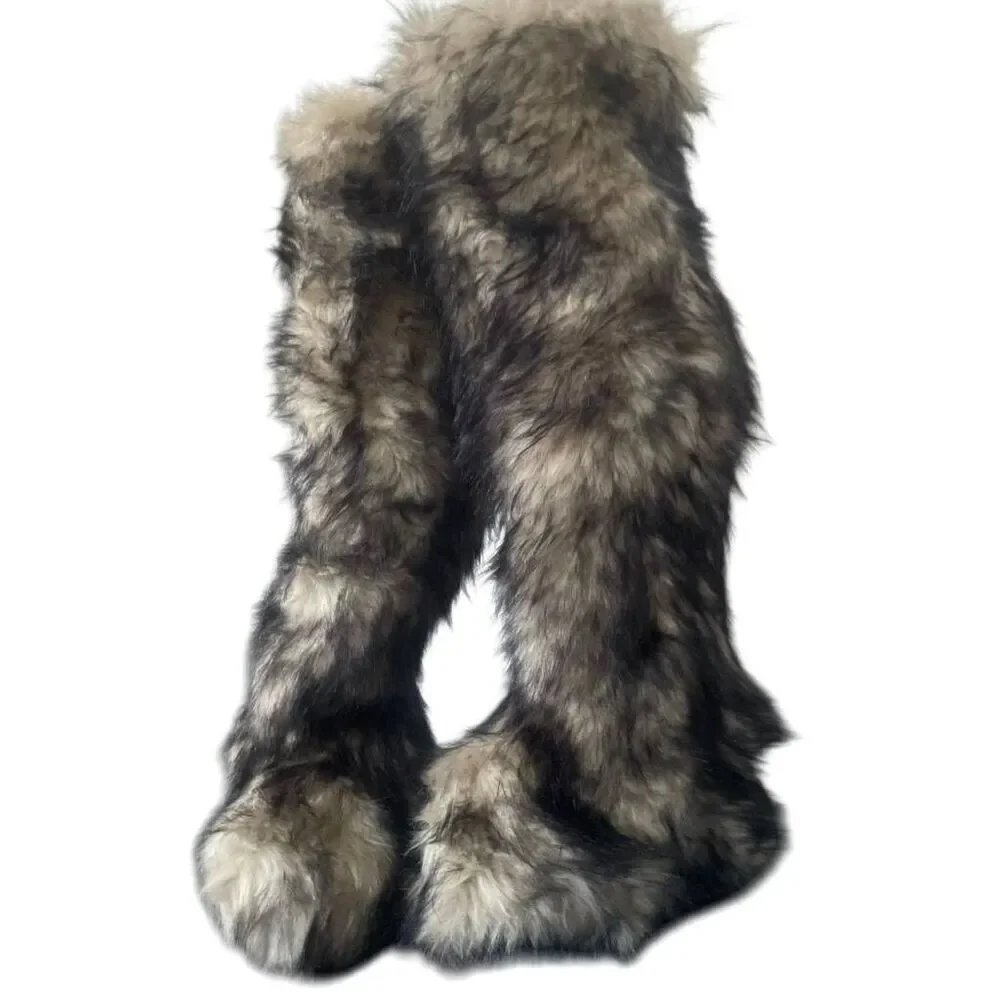 Club Exx Wild Instincts Thigh High Faux Fur Boots